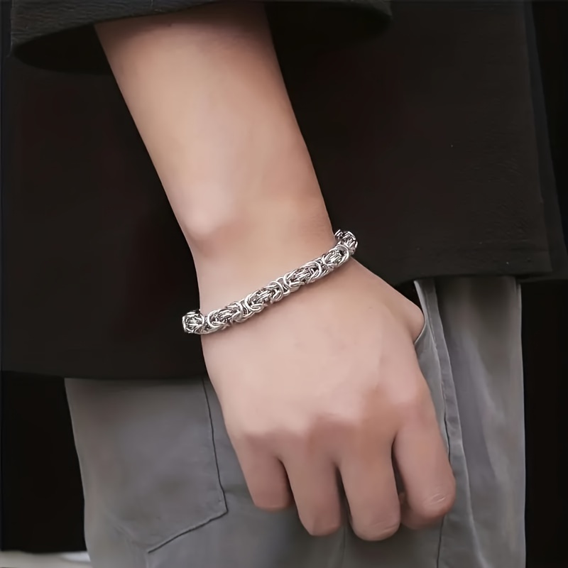925 Silver Hip Hop Italian Byzantine Bracelet Solid Cut Braided